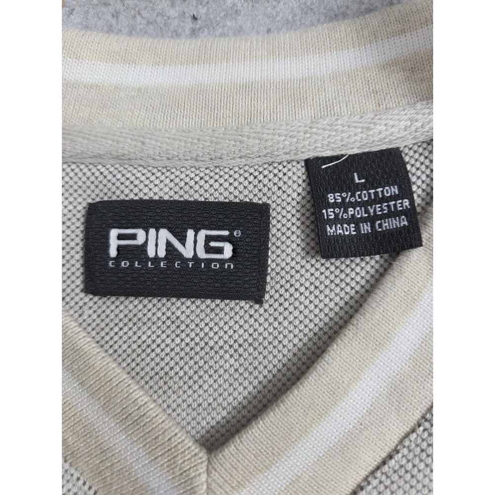 Ping Golf Vintage Sweatshirt L Knit Pullover Spellout Logo Woven Oatmeal Y2K - Picture 5 of 8